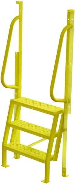 TRI-ARC - 72" 3 Step Configurable Crossover Ladder - 75° Incline, 1,000 Lb Capacity, 30" Platform Height, 30" Base Width x 18" Base Depth, Perforated Tread - Benchmark Tooling