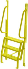 TRI-ARC - 72" 3 Step Configurable Crossover Ladder - 75° Incline, 1,000 Lb Capacity, 30" Platform Height, 30" Base Width x 18" Base Depth, Perforated Tread - Benchmark Tooling