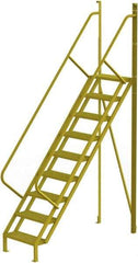 TRI-ARC - 132" 9 Step Configurable Crossover Ladder - 50° Incline, 1,000 Lb Capacity, 90" Platform Height, 30" Base Width x 78" Base Depth, Serrated - Benchmark Tooling