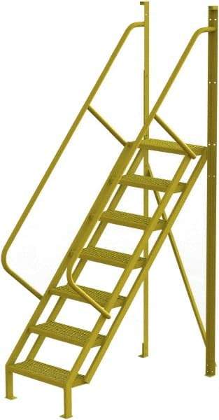TRI-ARC - 112" 7 Step Configurable Crossover Ladder - 50° Incline, 1,000 Lb Capacity, 70" Platform Height, 30" Base Width x 61" Base Depth, Serrated - Benchmark Tooling