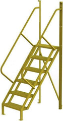 TRI-ARC - 102" 6 Step Configurable Crossover Ladder - 50° Incline, 1,000 Lb Capacity, 60" Platform Height, 30" Base Width x 52-1/2" Base Depth, Serrated - Benchmark Tooling