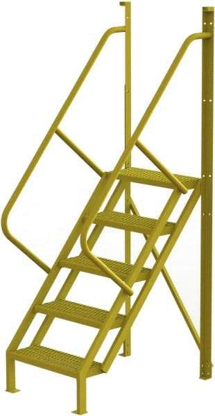 TRI-ARC - 92" 5 Step Configurable Crossover Ladder - 50° Incline, 1,000 Lb Capacity, 50" Platform Height, 30" Base Width x 44" Base Depth, Serrated - Benchmark Tooling