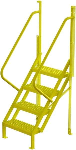 TRI-ARC - 82" 4 Step Configurable Crossover Ladder - 50° Incline, 1,000 Lb Capacity, 40" Platform Height, 30" Base Width x 35-1/2" Base Depth, Serrated - Benchmark Tooling