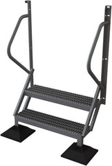 TRI-ARC - 62" 2 Step Configurable Rooftop Ladder - 50° Incline, 500 Lb Capacity, 20" Platform Height, 46-1/4" Base Width x 20" Base Depth, Serrated - Benchmark Tooling