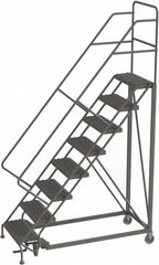 TRI-ARC - 116" 8 Step Configurable Rolling Ladder - 56° Incline, 450 Lb Capacity, 80" Platform Height, 35" Base Width x 64" Base Depth, Serrated - Benchmark Tooling