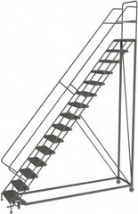 TRI-ARC - 186" 15 Step Configurable Rolling Ladder - 56° Incline, 450 Lb Capacity, 150" Platform Height, 39" Base Width x 111" Base Depth, Serrated - Benchmark Tooling