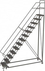 TRI-ARC - 166" 13 Step Configurable Rolling Ladder - 50° Incline, 450 Lb Capacity, 130" Platform Height, 39" Base Width x 97" Base Depth, Serrated - Benchmark Tooling