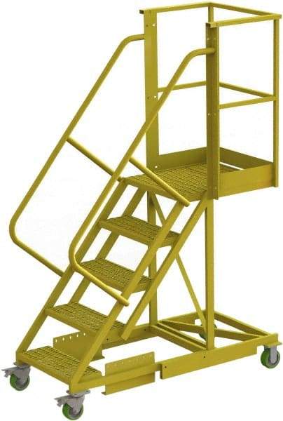 TRI-ARC - 92" 5 Step Configurable Cantilever Ladder - Supported, 300 Lb Capacity, 50" Platform Height, 30" Base Width x 64" Base Depth, Perforated Tread - Benchmark Tooling