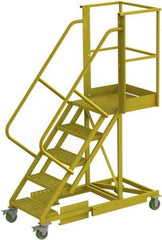 TRI-ARC - 92" 5 Step Configurable Cantilever Ladder - Supported, 300 Lb Capacity, 50" Platform Height, 30" Base Width x 64" Base Depth, Perforated Tread - Benchmark Tooling