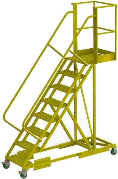 TRI-ARC - 122" 8 Step Configurable Cantilever Ladder - Supported, 300 Lb Capacity, 80" Platform Height, 30" Base Width x 89" Base Depth, Perforated Tread - Benchmark Tooling