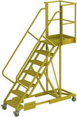 TRI-ARC - 112" 7 Step Configurable Cantilever Ladder - Supported, 300 Lb Capacity, 70" Platform Height, 30" Base Width x 81" Base Depth, Perforated Tread - Benchmark Tooling