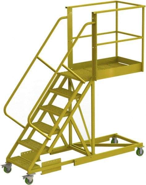 TRI-ARC - 102" 6 Step Configurable Cantilever Ladder - Supported, 300 Lb Capacity, 60" Platform Height, 30" Base Width x 92" Base Depth, Serrated - Benchmark Tooling