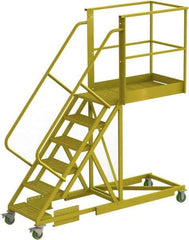 TRI-ARC - 102" 6 Step Configurable Cantilever Ladder - Supported, 300 Lb Capacity, 60" Platform Height, 30" Base Width x 92" Base Depth, Serrated - Benchmark Tooling