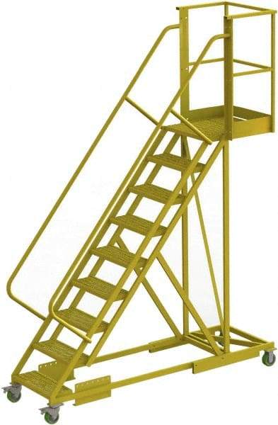 TRI-ARC - 132" 9 Step Configurable Cantilever Ladder - Supported, 300 Lb Capacity, 90" Platform Height, 30" Base Width x 97" Base Depth, Perforated Tread - Benchmark Tooling