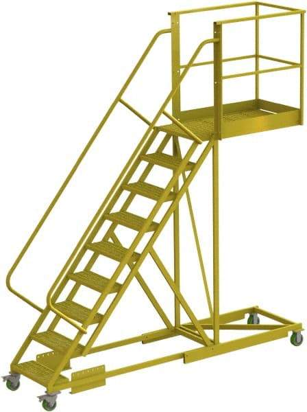 TRI-ARC - 132" 9 Step Configurable Cantilever Ladder - Supported, 300 Lb Capacity, 90" Platform Height, 30" Base Width x 117" Base Depth, Perforated Tread - Benchmark Tooling