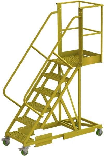 TRI-ARC - 102" 6 Step Configurable Cantilever Ladder - Supported, 300 Lb Capacity, 60" Platform Height, 30" Base Width x 72" Base Depth, Serrated - Benchmark Tooling