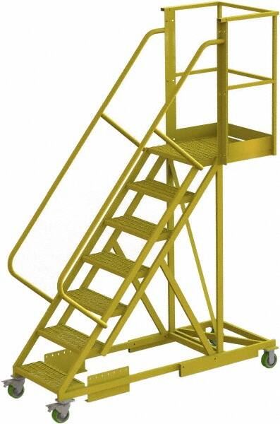 TRI-ARC - 112" 7 Step Configurable Cantilever Ladder - Supported, 300 Lb Capacity, 70" Platform Height, 30" Base Width x 81" Base Depth, Serrated - Benchmark Tooling
