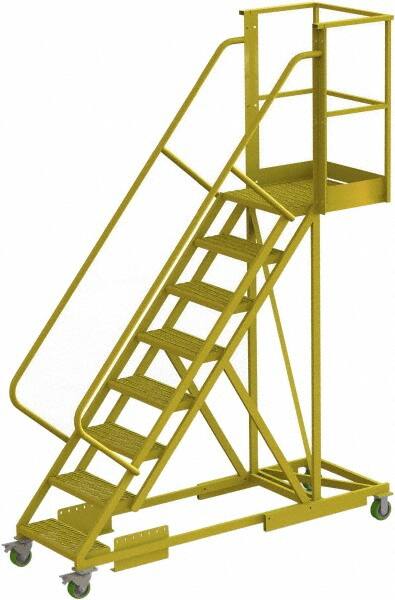 TRI-ARC - 122" 8 Step Configurable Cantilever Ladder - Supported, 300 Lb Capacity, 80" Platform Height, 30" Base Width x 89" Base Depth, Serrated - Benchmark Tooling