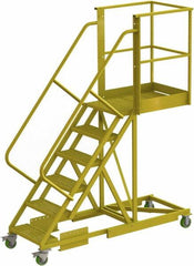 TRI-ARC - 102" 6 Step Configurable Cantilever Ladder - Supported, 300 Lb Capacity, 60" Platform Height, 30" Base Width x 82" Base Depth, Perforated Tread - Benchmark Tooling