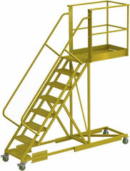TRI-ARC - 122" 8 Step Configurable Cantilever Ladder - Supported, 300 Lb Capacity, 80" Platform Height, 30" Base Width x 109" Base Depth, Perforated Tread - Benchmark Tooling