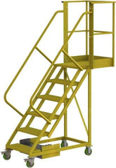 TRI-ARC - 102" 6 Step Configurable Cantilever Ladder - Unsupported, 300 Lb Capacity, 60" Platform Height, 30" Base Width x 72" Base Depth, Perforated Tread - Benchmark Tooling