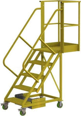 TRI-ARC - 92" 5 Step Configurable Cantilever Ladder - Unsupported, 300 Lb Capacity, 50" Platform Height, 30" Base Width x 64" Base Depth, Perforated Tread - Benchmark Tooling