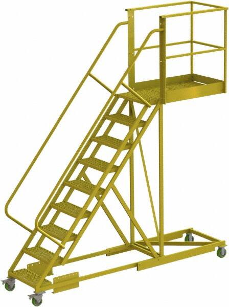 TRI-ARC - 132" 9 Step Configurable Cantilever Ladder - Supported, 300 Lb Capacity, 90" Platform Height, 30" Base Width x 117" Base Depth, Serrated - Benchmark Tooling