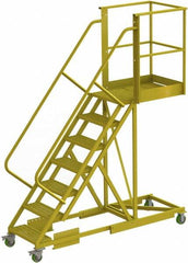 TRI-ARC - 112" 7 Step Configurable Cantilever Ladder - Supported, 300 Lb Capacity, 70" Platform Height, 30" Base Width x 91" Base Depth, Perforated Tread - Benchmark Tooling