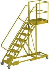 TRI-ARC - 122" 8 Step Configurable Cantilever Ladder - Supported, 300 Lb Capacity, 80" Platform Height, 30" Base Width x 99" Base Depth, Perforated Tread - Benchmark Tooling