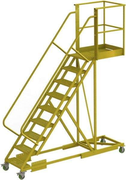 TRI-ARC - 132" 9 Step Configurable Cantilever Ladder - Supported, 300 Lb Capacity, 90" Platform Height, 30" Base Width x 107" Base Depth, Perforated Tread - Benchmark Tooling