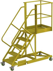 TRI-ARC - 92" 5 Step Configurable Cantilever Ladder - Supported, 300 Lb Capacity, 50" Platform Height, 30" Base Width x 74" Base Depth, Serrated - Benchmark Tooling