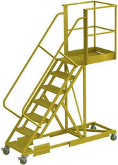 TRI-ARC - 112" 7 Step Configurable Cantilever Ladder - Supported, 300 Lb Capacity, 70" Platform Height, 30" Base Width x 91" Base Depth, Serrated - Benchmark Tooling