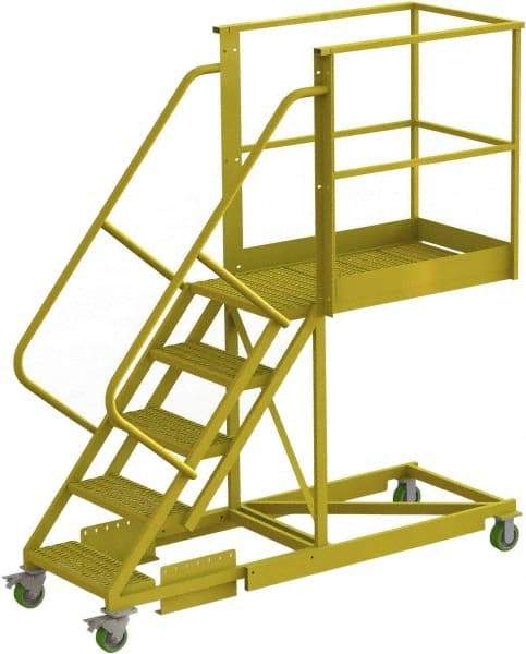 TRI-ARC - 92" 5 Step Configurable Cantilever Ladder - Supported, 300 Lb Capacity, 50" Platform Height, 30" Base Width x 84" Base Depth, Perforated Tread - Benchmark Tooling