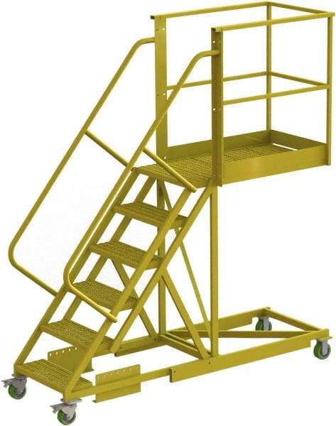 TRI-ARC - 102" 6 Step Configurable Cantilever Ladder - Supported, 300 Lb Capacity, 60" Platform Height, 30" Base Width x 92" Base Depth, Perforated Tread - Benchmark Tooling