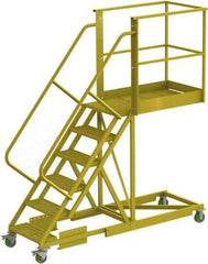 TRI-ARC - 102" 6 Step Configurable Cantilever Ladder - Supported, 300 Lb Capacity, 60" Platform Height, 30" Base Width x 92" Base Depth, Perforated Tread - Benchmark Tooling