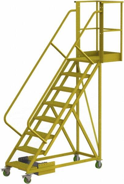TRI-ARC - 122" 8 Step Configurable Cantilever Ladder - Unsupported, 300 Lb Capacity, 80" Platform Height, 30" Base Width x 89" Base Depth, Perforated Tread - Benchmark Tooling