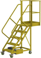 TRI-ARC - 92" 5 Step Configurable Cantilever Ladder - Unsupported, 300 Lb Capacity, 50" Platform Height, 30" Base Width x 64" Base Depth, Serrated - Benchmark Tooling