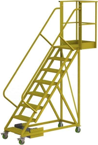 TRI-ARC - 122" 8 Step Configurable Cantilever Ladder - Unsupported, 300 Lb Capacity, 80" Platform Height, 30" Base Width x 89" Base Depth, Serrated - Benchmark Tooling