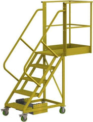 TRI-ARC - 92" 5 Step Configurable Cantilever Ladder - Unsupported, 300 Lb Capacity, 50" Platform Height, 30" Base Width x 74" Base Depth, Perforated Tread - Benchmark Tooling