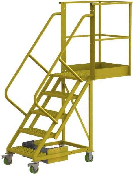 TRI-ARC - 92" 5 Step Configurable Cantilever Ladder - Unsupported, 300 Lb Capacity, 50" Platform Height, 30" Base Width x 74" Base Depth, Serrated - Benchmark Tooling