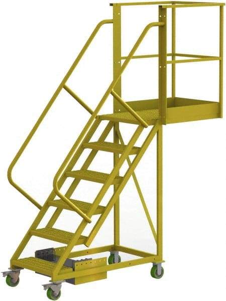 TRI-ARC - 102" 6 Step Configurable Cantilever Ladder - Unsupported, 300 Lb Capacity, 60" Platform Height, 30" Base Width x 82" Base Depth, Serrated - Benchmark Tooling