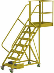 TRI-ARC - 112" 7 Step Configurable Cantilever Ladder - Unsupported, 300 Lb Capacity, 70" Platform Height, 30" Base Width x 91" Base Depth, Serrated - Benchmark Tooling