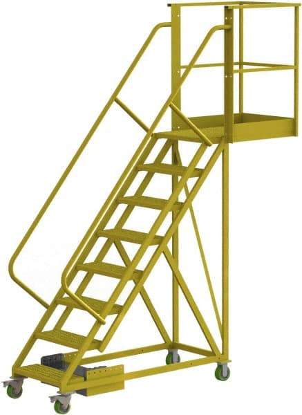 TRI-ARC - 122" 8 Step Configurable Cantilever Ladder - Unsupported, 300 Lb Capacity, 80" Platform Height, 30" Base Width x 99" Base Depth, Serrated - Benchmark Tooling