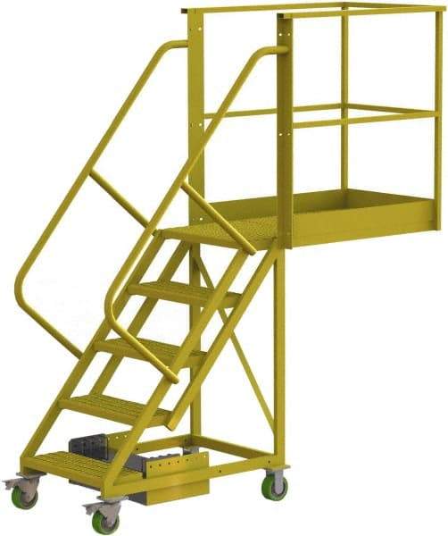 TRI-ARC - 92" 5 Step Configurable Cantilever Ladder - Unsupported, 300 Lb Capacity, 50" Platform Height, 30" Base Width x 84" Base Depth, Perforated Tread - Benchmark Tooling
