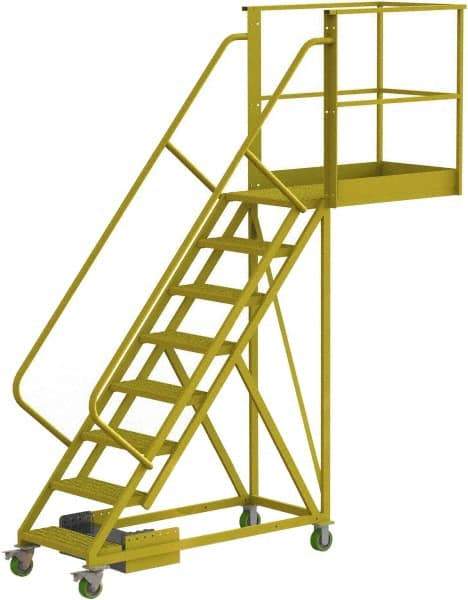 TRI-ARC - 122" 8 Step Configurable Cantilever Ladder - Unsupported, 300 Lb Capacity, 80" Platform Height, 30" Base Width x 109" Base Depth, Perforated Tread - Benchmark Tooling