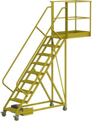 TRI-ARC - 132" 9 Step Configurable Cantilever Ladder - Unsupported, 300 Lb Capacity, 90" Platform Height, 30" Base Width x 117" Base Depth, Perforated Tread - Benchmark Tooling