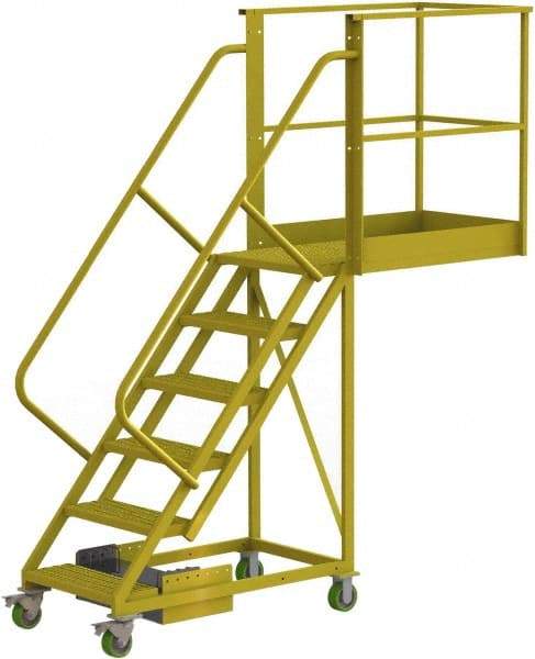 TRI-ARC - 102" 6 Step Configurable Cantilever Ladder - Unsupported, 300 Lb Capacity, 60" Platform Height, 30" Base Width x 92" Base Depth, Serrated - Benchmark Tooling