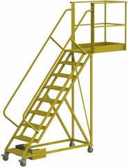 TRI-ARC - 132" 9 Step Configurable Cantilever Ladder - Unsupported, 300 Lb Capacity, 90" Platform Height, 30" Base Width x 117" Base Depth, Serrated - Benchmark Tooling