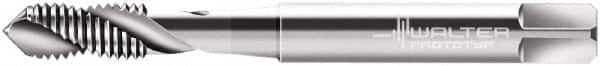 Walter-Prototyp - #6-32 UNC, 2 Flute, 35° Helix, Modified Bottoming Chamfer, Bright Finish, Cobalt Spiral Flute STI Tap - Right Hand Flute, 2.7559" OAL, 0.2362" Shank Diam, 0.315" Thread Length, 3B Class of Fit, Series N225069 - Exact Industrial Supply