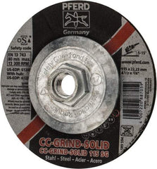 PFERD - 46 Grit, 4-1/2" Wheel Diam, Type 27 Depressed Center Wheel - Aluminum Oxide - Benchmark Tooling